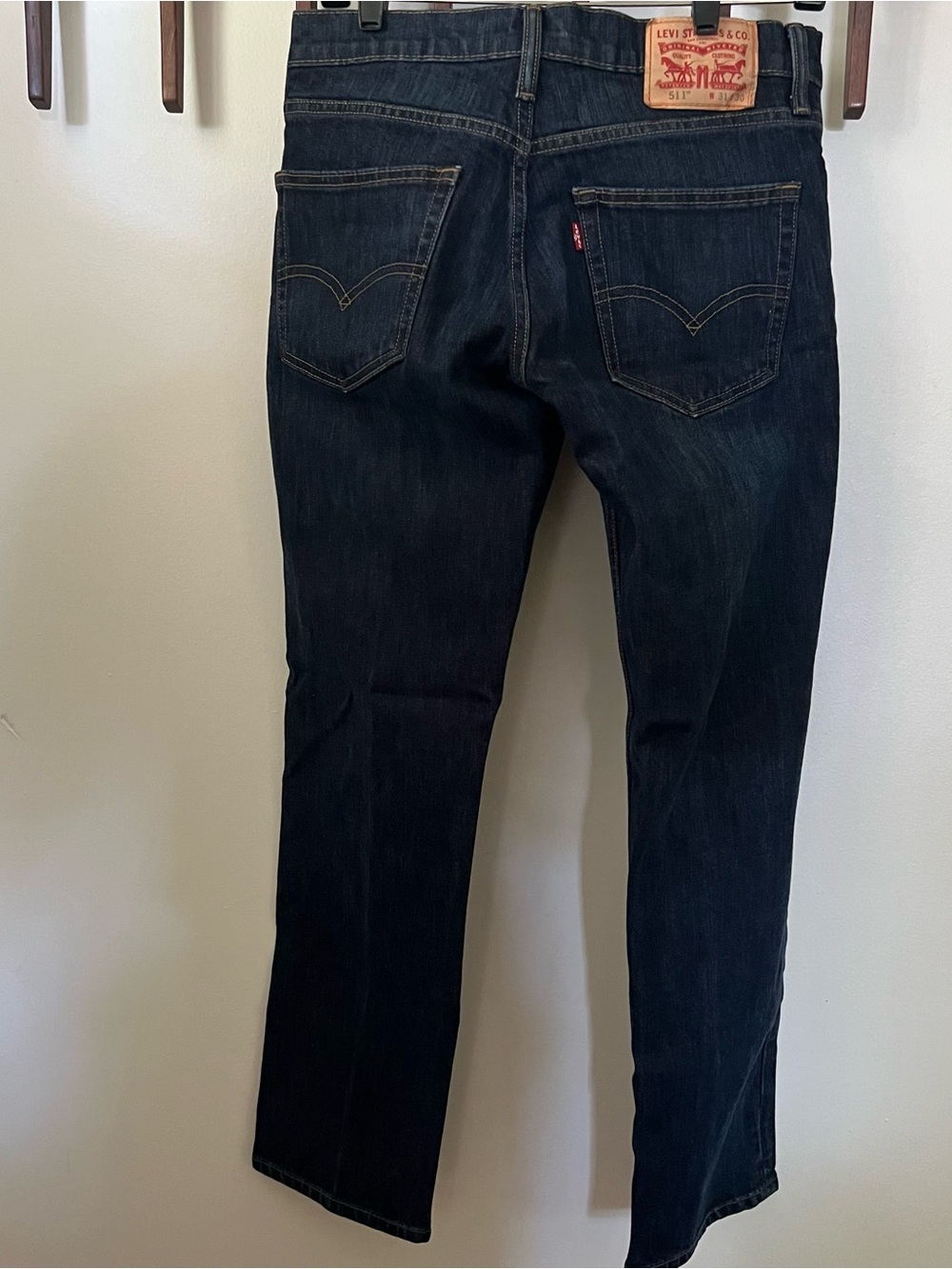 Mens Levis 511 Dark Blue Thick Denim Zipper Fly Jeans Size 31x30